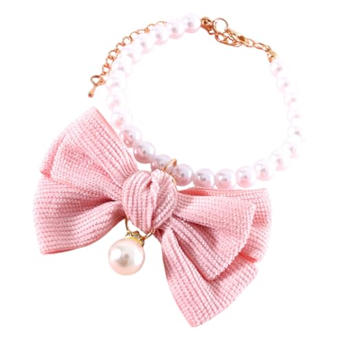 FONDOTIN Haustierhalsband Welpenhalsbänder für Mädchen Katzenpflegekrawatten Halsketten Perle abriebfestes Katzenhalsband verschleißfestes Katzenhalsband tragbar Anhänger rosa Schmetterling von FONDOTIN