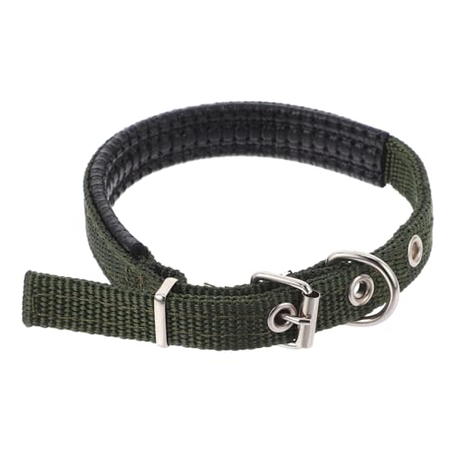 FONDOTIN Haustierhalsband Hundehalsband Für Große Hunde Hundehalsbänder Süße Katzenkräger Einstellbarer Haustierkragen Abriebfestes Katzenhalsband Olivengrün Gürtelschnalle Aus Legierung von FONDOTIN