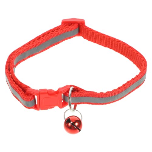 FONDOTIN Haustierhalsband Zu Weihnachten Haustierzubehör Katzenhalsband Mit Glocke Weihnachten Verstellbarer Kragen Verstellbares Haustierhalsband Welpenhalsband Rot Die Klingel Filzstoff von FONDOTIN