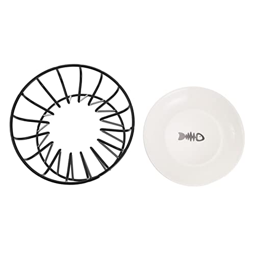 FONDOTIN Höhenverstellbarer Keramik Katzen und Hundenapf mit Eisenständer Teiliges Set Fischknochen Schüssel Schwarzer Ständer Ergonomisches Futterdesign für Gesunde FONDOTIN Höhenverstellbarer Keramik Katzen und Hundenapf mit Eisenständer Teiliges Set Fischknochen Schüssel Schwarzer Ständer Ergonomisches Futterdesign für Gesunde von FONDOTIN
