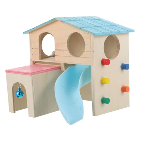 FONDOTIN Holz Hamsterversteck Farbenfrohes Spielhaus für Nager Haustier Zubehör für Käfige Kreativer Spielplatz und Schlafplatz für Hamster von FONDOTIN