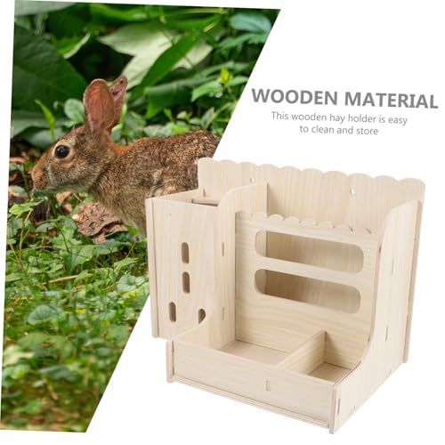 FONDOTIN Holz futterraufe für Kleintiere Verschleißfestes Multifunktionales Futtertrog und Heuraufe für Kaninchen Meerschweinchen Hamster und Chinchillas Platzsparend Stabil und Einfach zu von FONDOTIN