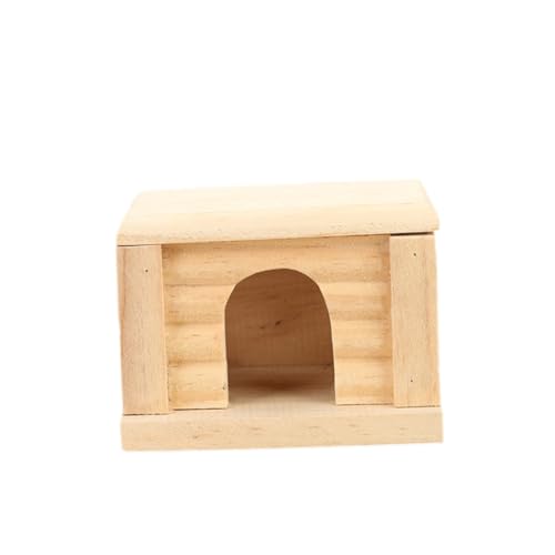 FONDOTIN Holz hamsterhaus mit Flachem Dach Natürlicher Abnehmbarer Dachkabine mit Tür und Fenstern Praktisches Belüftetes Nagerhaus als Kau für Hamster und Zwerghamster von FONDOTIN