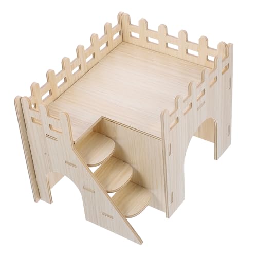 FONDOTIN Holz kleintierversteck Robust und Langlebig Hamsterhaus mit Leiter für Meerschweinchen Eichhörnchen Igel Bietet Sicheren Rückzugsort Spiel Schlafplatz als Käfigzubehör von FONDOTIN