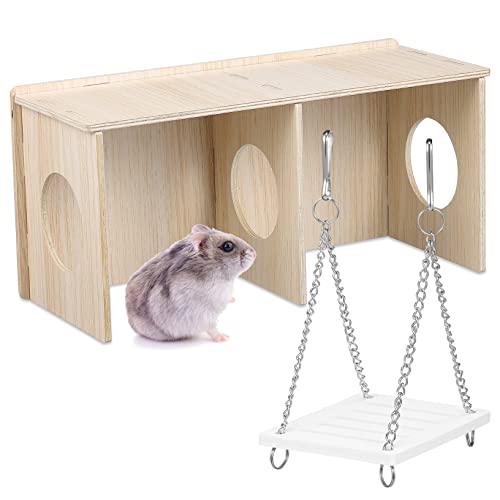FONDOTIN Hamster-versteck-lebensraum - Holzhaus + Spielzeug Für Meerschweinchen Ratten Mäuse Und Eichhörnchen von FONDOTIN