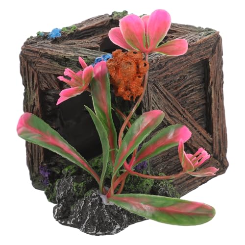 FONDOTIN Holzkiste zur Simulation eines Aquariums Aquarium Landschaftsbau Fischtankdekor Aquariumhöhle Aquarium versteck Aquarium Dekoration Garnelen Unterschlupf Fischversteck Harz von FONDOTIN