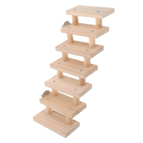 FONDOTIN Holzleiter für Kleintierkäfig Stabiles Kletterspielzeug für Hamster und Meerschweinchen Natürliche Holzplattform Sicher und Langlebig Einfach zu Reinigen für Haustiere von FONDOTIN