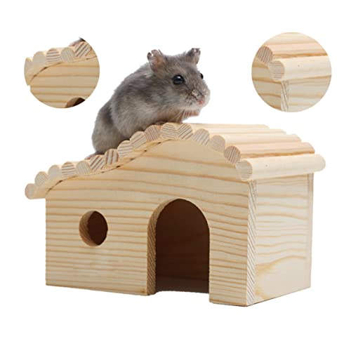 FONDOTIN Für Hamster Und Kleintiere Bewegliches Spielhaus Aus Massivem Holz Mit Versteckmöglichkeiten Und Türen Für Stundenlangen Spaß Für Mäuse Und Kleine Tiere von FONDOTIN