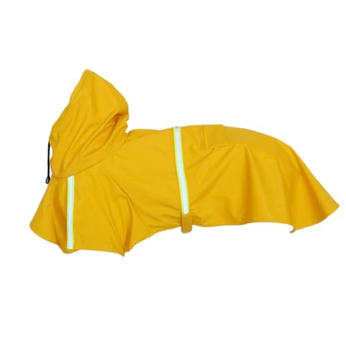 FONDOTIN Hunde Regenmantel XL Gelb mit Reflektierenden Streifen Wasserdichter Haustier Regenmantel für Mittelgroße und Große Hunde und Welpen Schutz vor Nässe und Regen von FONDOTIN
