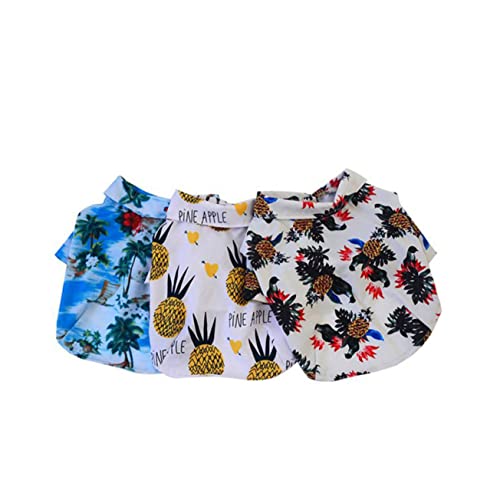 FONDOTIN Hunde Sommerkleidung Welpenkleidung Sommer Hundekleidung Dackel Hemd für Hund Hawaii Hemd Hawaii Shirt Dog Clothes hundeshirt Sommerkleidung für Haustiere Hundehemd Weiß von FONDOTIN