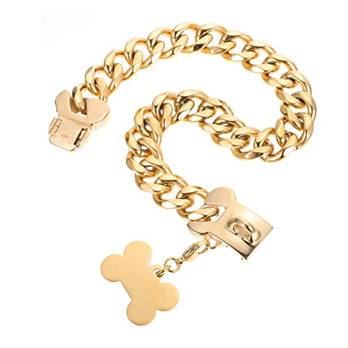 FONDOTIN Bezauberndes 14-Zoll-hundehalsband Mit Aus Goldfarbenem Metall Für Personalisiertes Haustier-Accessoire FONDOTIN Bezauberndes 14-Zoll-hundehalsband Mit Aus Goldfarbenem Metall Für Personalisiertes Haustier-Accessoire von FONDOTIN