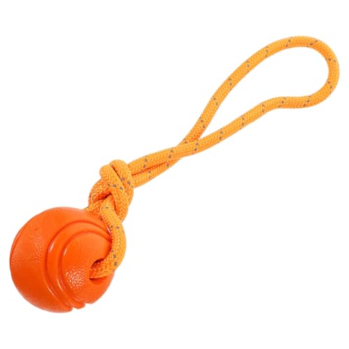 FONDOTIN Interaktiver Hundekauspielzeug Ball aus Verschleißfestem Material Fördert Zahnpflege und Gesundes Kauen Geeignet für Haushund Welpen und Apportierspiel im Innenbereich Orange von FONDOTIN