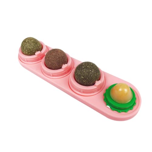 FONDOTIN klebrige Wandkugeln Kätzchen behandelt essbare Katzenminze-Kugeln Spielzeuge Spielzeug für Haustiere Katzenminze, die Ball spielt natürlich Snack Pet-Ball Rosa von FONDOTIN