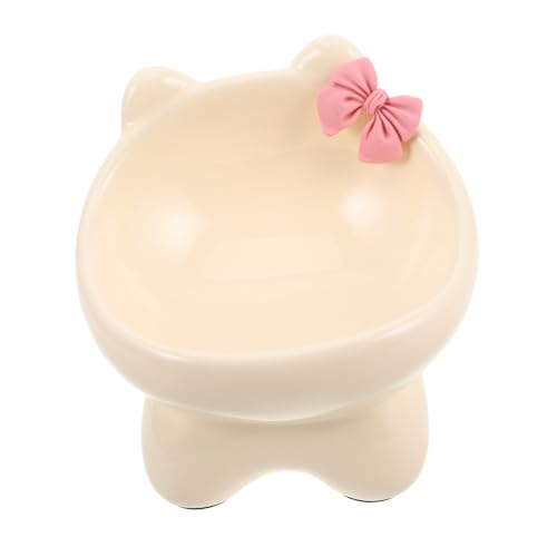 FONDOTIN Katzennapf Fressnäpfe Katze Kleine Hundenäpfe Erhöhter Katzenteller Katzenbedarf Hundegeschirr Kleine Katzennäpfe Katzenfutterschale Katzenfutter Und Wassernäpfe Keramik Beige von FONDOTIN
