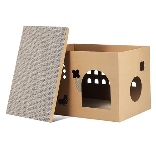 FONDOTIN Katzenkratzbett Katzenvilla Kartonhaus Für Katzen Katzenkartonhaus Katzenhäuser Aus Pappe Für Wohnungskatzen Gewelltes Katzenhaus Katzenhäuser Im Freien Katzenhaus Drinnen Wellpapier Beige FONDOTIN Katzenkratzbett Katzenvilla Kartonhaus Für Katzen Katzenkartonhaus Katzenhäuser Aus Pappe Für Wohnungskatzen Gewelltes Katzenhaus Katzenhäuser Im Freien Katzenhaus Drinnen Wellpapier Beige von FONDOTIN