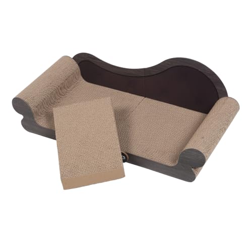 FONDOTIN Kratzbrett Sofa Katzenliege aus Wellpappe Kratzfest kein Abfall Großes Katzenbett für Innen Modernes Katzenmöbel Schont Möbel für Verspielte Kätzchen von FONDOTIN