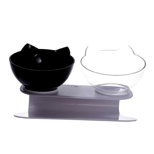 FONDOTIN Kreativer Katzenfutternapf Aus Kunststoff Neigungsdesign Für Halswirbelsäulen Katzen Und Wassernapf Süßes Katzenohren Design Und Transparent von FONDOTIN