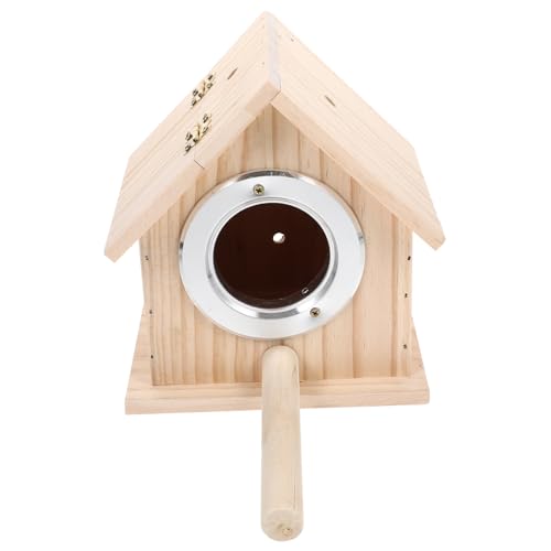 FONDOTIN 1pc Haustiernest Holz Zucht Box Vögel Nistkasten für Wohnkultur Vogelhaus String M Größe Beige von FONDOTIN