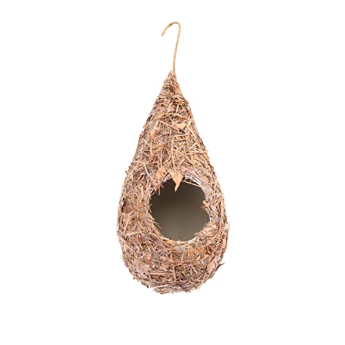 FONDOTIN 2 Stücke Künstliche Gras Nest für Vögel Handgefertigtes Strohnest für Kanarienvögel Papageien und Kleine Vögel Hängendes Vogelzubehör für und Schlafplatz von FONDOTIN