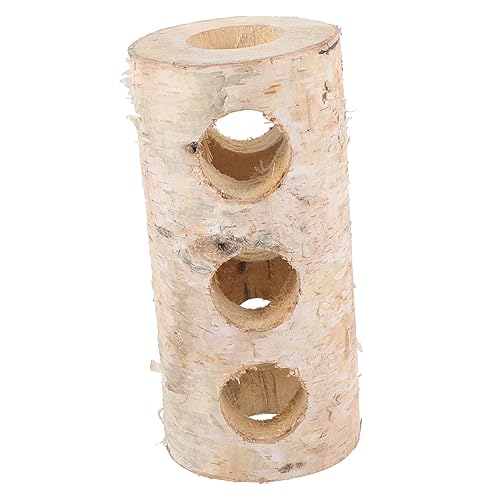 FONDOTIN Mäusetunnel Aus Holz Hamsterrohr Hamsterversteck Aus Holz Hohler Baumstamm Eines Reptils Atmungsaktives Hamsterversteck Chinchilla-lebensraum Meerschweinchen Hölzern Birke Klettern von FONDOTIN