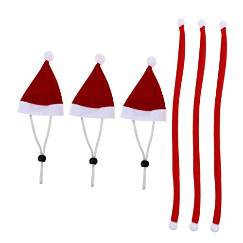FONDOTIN Mini Weihnachtsmütze und Verstellbarer Schal Set Teiliges Xmas Kostüm für Kleine Haustiere Wie Katzen Mäuse Igel Bequemes Rotes Accessoire für Festliche Dekoration und von FONDOTIN
