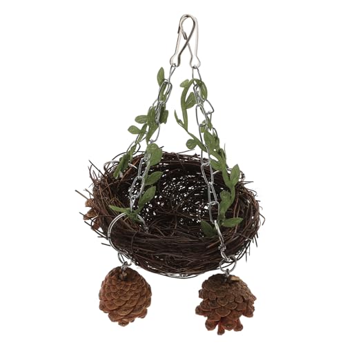 FONDOTIN Natürliches Rattan Vogelnest für Kleine bis Große Papageien Stabil und Beißfest Multifunktionale Schaukel mit Futter Wassereinsatz Sicher und Naturnah für Vogelkäfige und von FONDOTIN