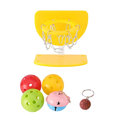 FONDOTIN Basketball Spielzeug Für Papageien Vogel Mit Mini Basketballständer Und Bällen Für Papageienkäfige Kauspielzeug Aktivitäts Übungsspielzeug Entwicklungsspielzeug Gelb Kleine von FONDOTIN