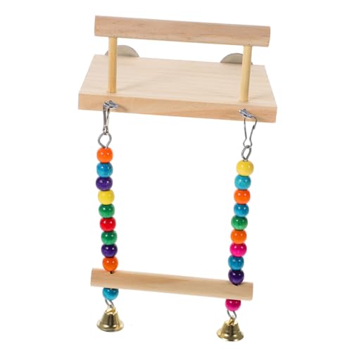 FONDOTIN Papagei Holzplattform Stand Papageienschaukel Papageienbarsch Vogelkäfig Vogel Spielplatz Vogel sitzstange Langlebiges Vogelstangen für Papageien Vogel sitzt Holz hölzern von FONDOTIN