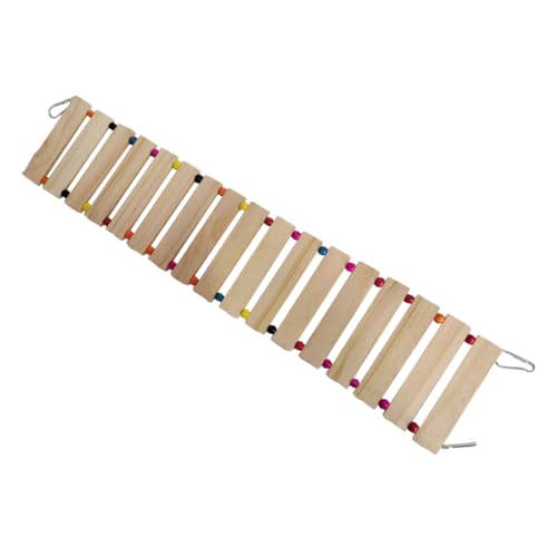 FONDOTIN Papageien Kauspielzeug Holzleiter Schaukel mit Bunten Holzperlen Natürliche Flexible Vogel Kletterleiter mit Edelstahlhaken Geeignet für Wellensittiche und Papageien von FONDOTIN
