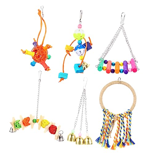 FONDOTIN 6 Teiliges Papageien Spielzeugset Mit Bunten Baumwollseil Schaukeln Sitzstangen Und Kauspielzeug Für Wellensittiche Nymphensittiche Und Andere Vögel FONDOTIN 6 Teiliges Papageien Spielzeugset Mit Bunten Baumwollseil Schaukeln Sitzstangen Und Kauspielzeug Für Wellensittiche Nymphensittiche Und Andere Vögel von FONDOTIN