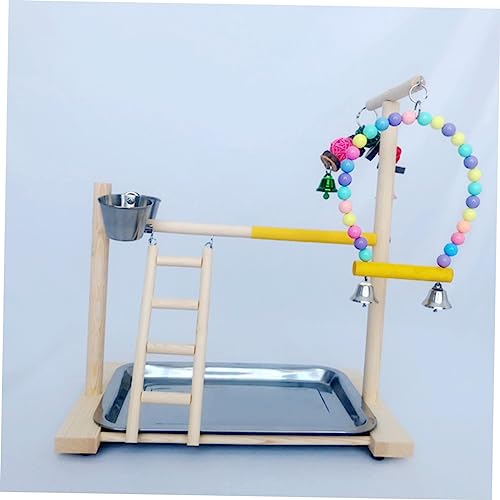 FONDOTIN Parrot Spielständer aus Natürlichem Holz Teilig Stabiler Trainings und Kletterständer für Papageien und Kleine Vögel Interaktives Vogelspielzeug für Tisch und Zufällige Farbe von FONDOTIN