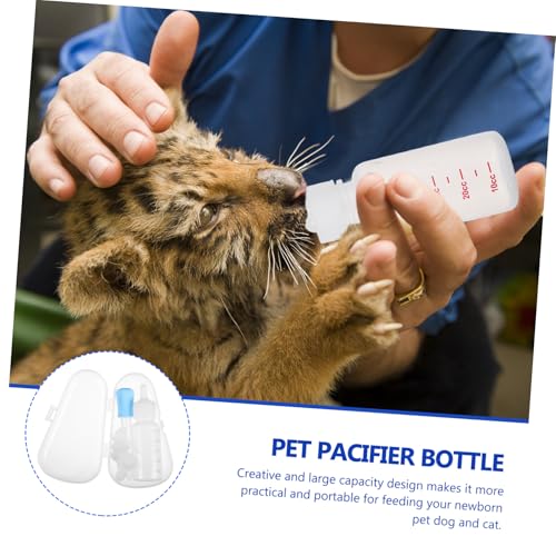 FONDOTIN Pet Fütterungsflasche für Welpen und Kätzchen Auslaufsicheres Medizin dosiergerät mit Messskala Transparentes Design Leicht zu Reinigen für Neugeborene und Kleine Haustiere Blau von FONDOTIN