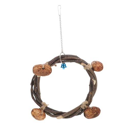 FONDOTIN Rattan Vogelspielzeug für Papageien Hängende Schaukel für Wellensittiche Kletterspielzeug aus Naturmaterialien Interaktive für Vögel Nüsse FONDOTIN Rattan Vogelspielzeug für Papageien Hängende Schaukel für Wellensittiche Kletterspielzeug aus Naturmaterialien Interaktive für Vögel Nüsse von FONDOTIN