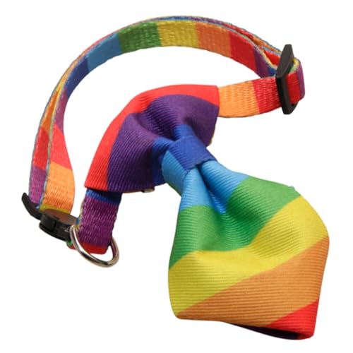 FONDOTIN Regenbogen Hundehalsband mit Schleife Verstellbar für Kleine Haustiere Atmungsaktives und Sicheres Material für Fotoshootings und Besondere Anlässe von FONDOTIN