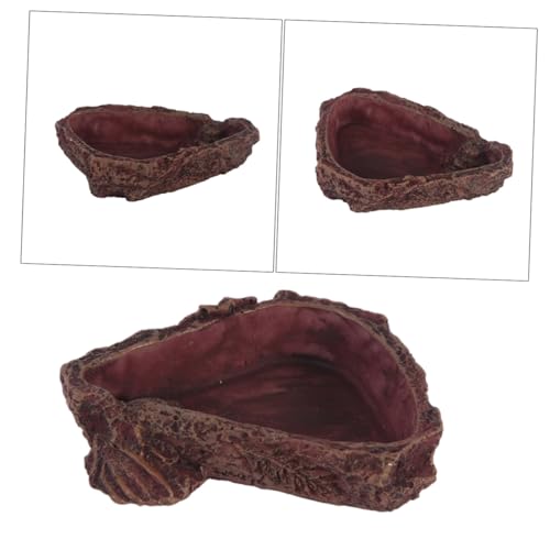 FONDOTIN Reptilien Futter Wasserschale aus Harz Imitation Baumrinde Futternapf für Eidechsen Frösche Spinnen Kleine Haustiere Terrarium Zubehör von FONDOTIN