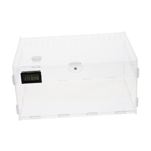 FONDOTIN Reptilienkäfig mit Thermometer Transparenter Behälter für Spinnen Eidechsen Schlangen und Kleine Haustiere Wetterbeständig für Transport von FONDOTIN