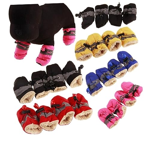 FONDOTIN Winterschuhe Für Hunde Warme Haustierschuhe Wanderstiefel Für Welpen Hunde Stiefel Tragbare Schuhe Regenstiefel Für Hunde Hund Winter Hundepfotenärmel Schuhschutz Warm Halten Rot von FONDOTIN