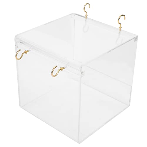FONDOTIN Transparente Vogelbadewanne für Käfige Kleine Papageien Kanarienvögel und Vögel Duschbox aus Hochwertigem Material Vielseitig Einsetzbar als Bade und Futterbox für Vogelhalter von FONDOTIN