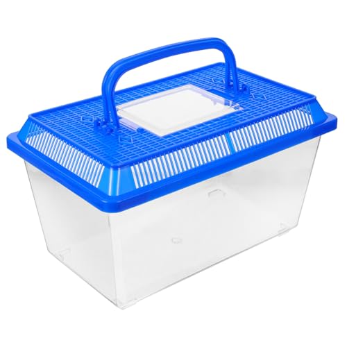 FONDOTIN Turtle Raising Tank mit Plattform Langlebiger Kunststoff Schildkrötenbecken mit Futter und Ruhebereich Aquarium für Schildkröten und Wasserschildkröten Transparent Blau Einfach zu von FONDOTIN