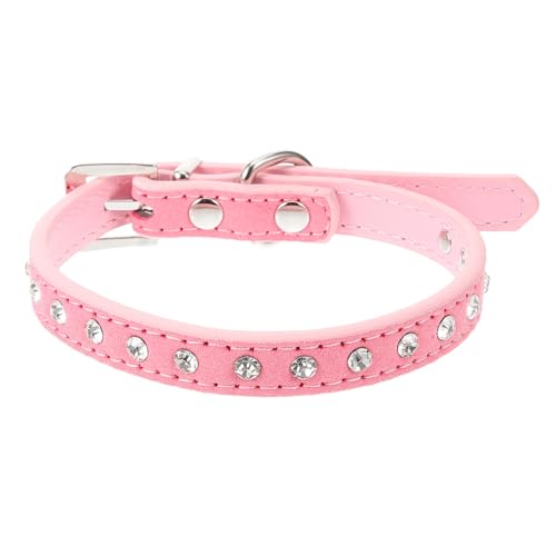FONDOTIN Modisches Haustierhalsband mit Strassverzierung Größe S für Hunde und Welpen Verstellbares Aus Pu-Legierung mit Strass von FONDOTIN