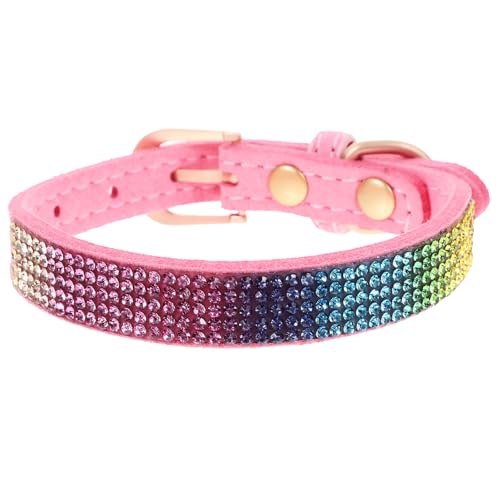 FONDOTIN Verstellbares Strass Katzenhalsband mit Glitzersteinen Verstellbares Welpenhalsband Stylisches Robustes Haustierhalsband für Kleine Hunde und Katzen Atmungsaktiv und Komfortabel von FONDOTIN