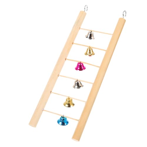 FONDOTIN Vogel Holzleiter Kletterspielzeug mit Glocken Hängende Wellensittich und Papagei Kletterleiter Natürlicher Holzsteg für Papageien Sittiche und Käfigvögel Motorisches FONDOTIN Vogel Holzleiter Kletterspielzeug mit Glocken Hängende Wellensittich und Papagei Kletterleiter Natürlicher Holzsteg für Papageien Sittiche und Käfigvögel Motorisches von FONDOTIN
