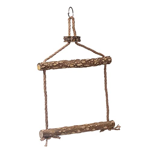 FONDOTIN Vogelkäfig Schaukelspielzeug aus Natürlichem Holz Langlebiger Kauspielplatz für Wellensittiche Papageien Nymphensittiche und Kleine Vögel Hängende Vogelspielschaukel von FONDOTIN
