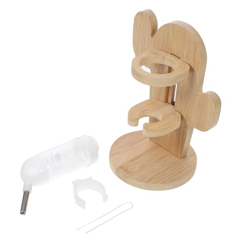 FONDOTIN Wasserfeste Hamster Trinkflasche mit Holzhalterung für Kleintiere Wie Kaninchen und Meerschweinchen Automatische Wasserversorgung Kompatibel mit Verschiedenen Zufällige Farbe von FONDOTIN