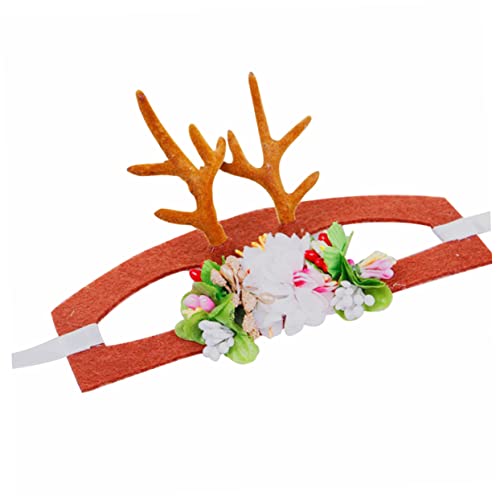 FONDOTIN Haustier Hund Haarband Kleine Hunde-Outfits Kopfschmuck Weihnachten Rentier Stirnband Für Hunde Weihnachtsstirnband Für Hund Weihnachtshundekostüm Welpen-Outfits Geweih Schmücken von FONDOTIN