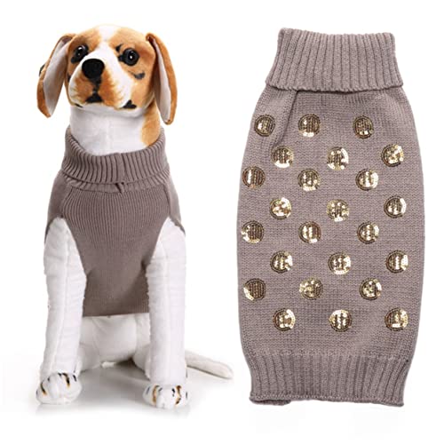 FONDOTIN Welpenkleidung Wärmer Für Haustiere Großer Hundepullover Welpenpullover Weihnachtspullover Hund Herbstpullover Für Hunde Gestreifter Pulli Rollkragen Wärmeres Haustier Klein Waage von FONDOTIN