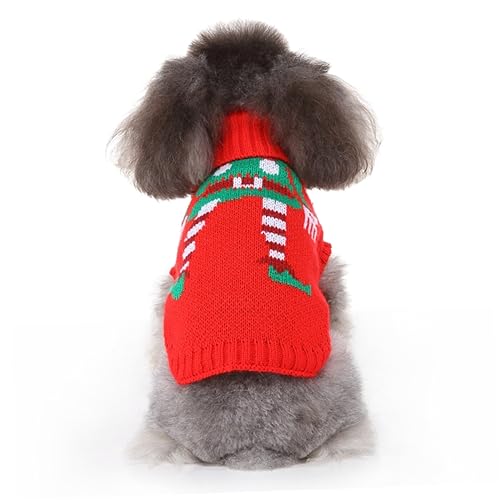 FONDOTIN Hundepullover für kleine Hunde gestrickte Pullover gestreifter Pulli Kleider Weihnachtspullover Haustierkleidung Weihnachtskostüm für Haustiere Weihnachten Hundekleidung Knochen von FONDOTIN