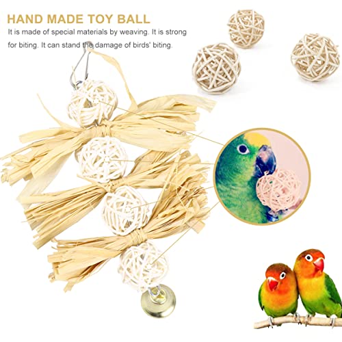 FONDOTIN Hängendes Papageien-Spielzeug Mit Rattanring Und Luffa Umweltfreundliches Kauspielzeug Für Kleine Bis Große Vögel Glöckchen Für Käfig Und Garten von FONDOTIN