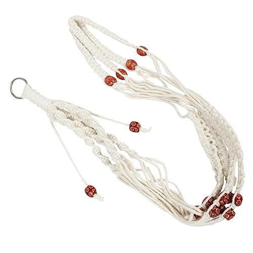 FONDOTIN hängender Blumentopf klein ästhetisch aus Makramee wandverkleidung Wand polsterung Boho tischdeko Hängetasche für Pflanzen Pflanzenaufhänger für die Decke Ballaststoff Weiß von FONDOTIN
