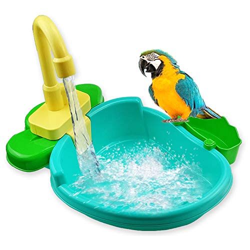 FONDUO Vogel Automatische Badewanne,Multifunktionale Vogelspielzeug,Vogel Bad Dusche Schwimmbad Spielzeug Bad Dusche Wasserspender Für Papagei (Grün) von FONDUO